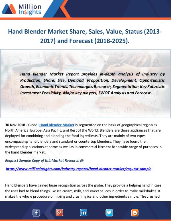 Industry and News Hand Blender Market