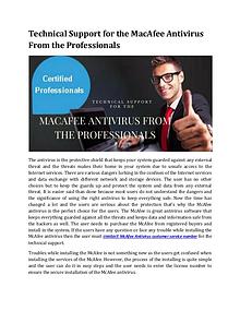 Technical Support for the MacAfee Antivirus From the Professionals