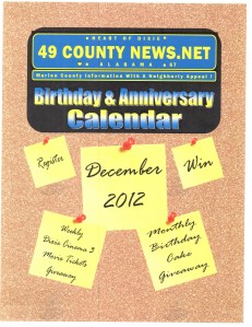 Birthday & Anniversary Calendar December 2012