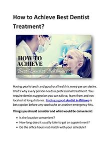 How to Achieve Best Dentist Treatment?