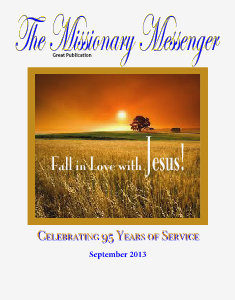 The Missionary Messenger Volume 1- Issue 1