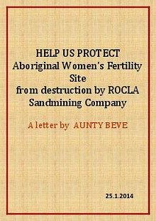 PLEASE HELP US PROTECT ABORIGINAL WOMEN FERTILITY SITE