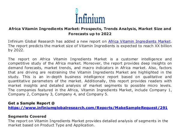 Infinium Global Research Africa Vitamin Ingredients Market Prospects, Trend