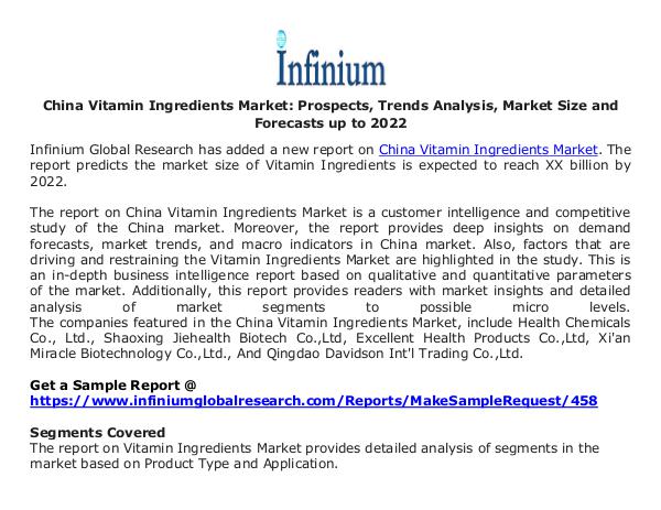 Infinium Global Research China Vitamin Ingredients Market Prospects, Trends