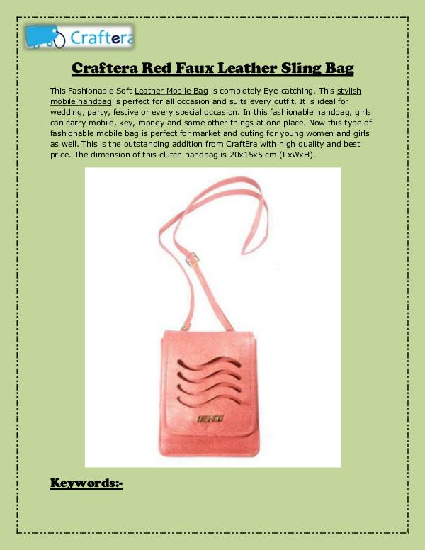 Leather Sling Bag Craftera Red Faux Leather Sling Bag