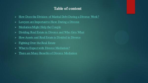 Division of Marital Debt During a Divorce Work?