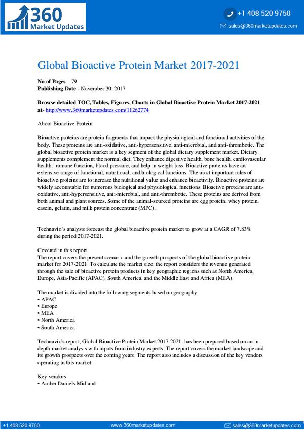 360 Market Updates Global Bioactive Protein Market 2017-2021