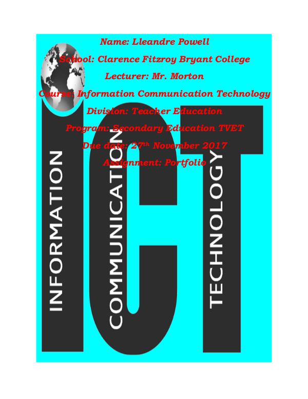 ICT Portfolio Title page ict  L.Powell