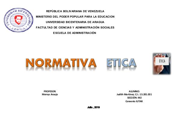 NORMATIVA ETICA Normativa Etica JMT
