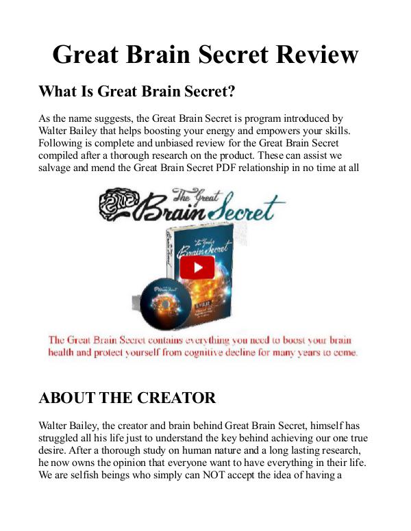 The Great Brain Secret PDF / Book Protocol Free Download Walter Bailey