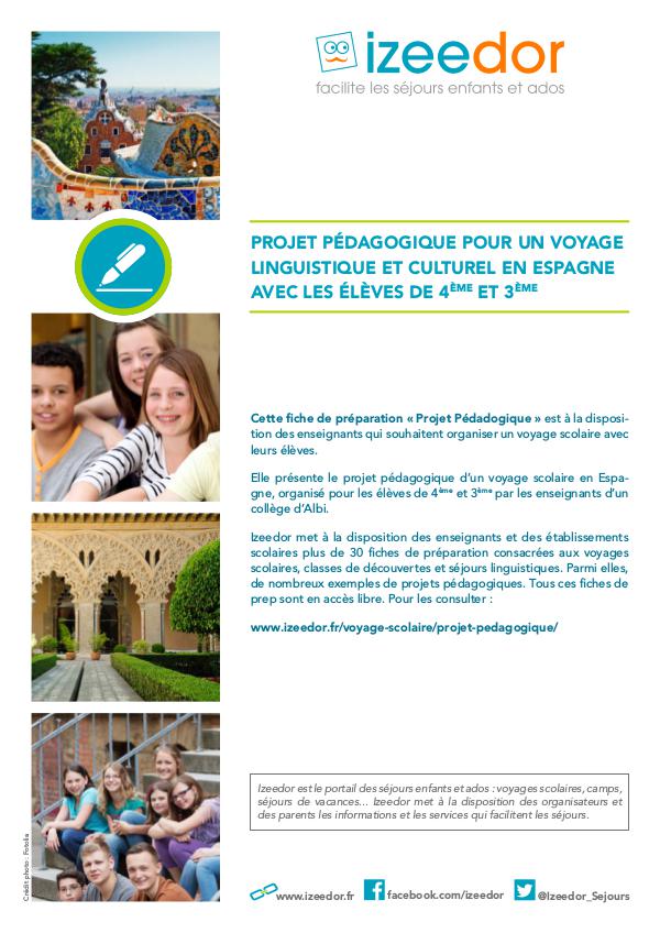 IZEEDOR Dossier pédagogique voyage scolaire Espagne