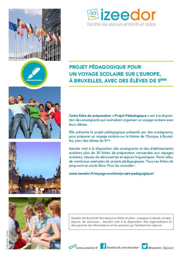 Projet pour voyage scolaire à Bruxelles sur Europe