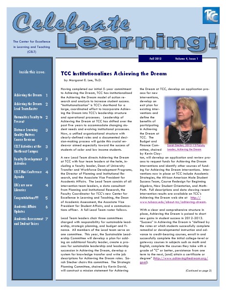 Celebrate Learning! Fall 2012 (Volume 4, Issue 1)