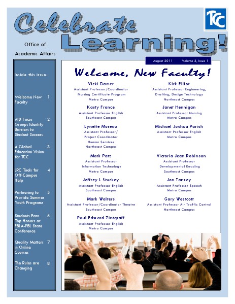Celebrate Learning! Fall 2011 (Volume 3, Issue 1)
