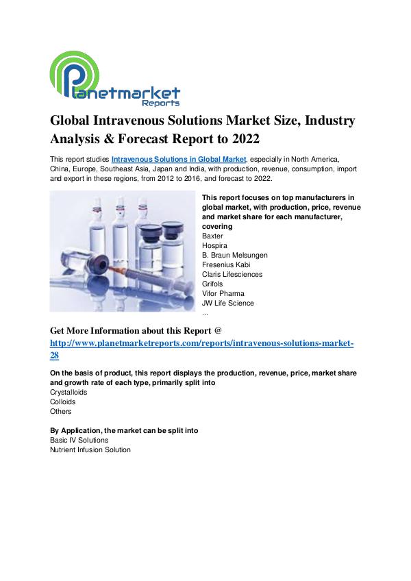 Global Intravenous Solutions Market Industry Analysis & Forecast Global Intravenous Solutions Market Size