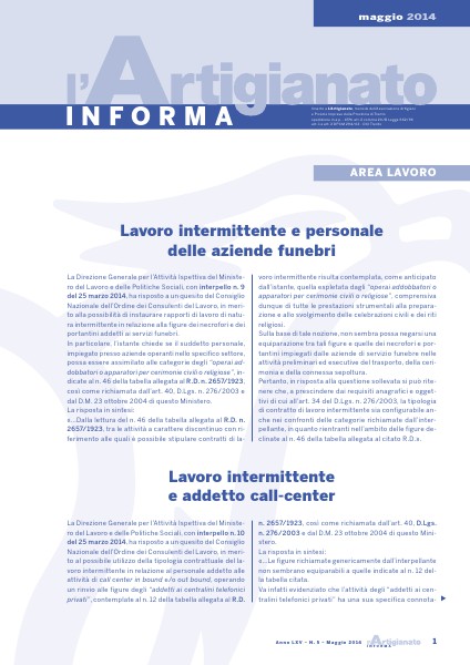 L'Artigianato Informa Maggio 2014