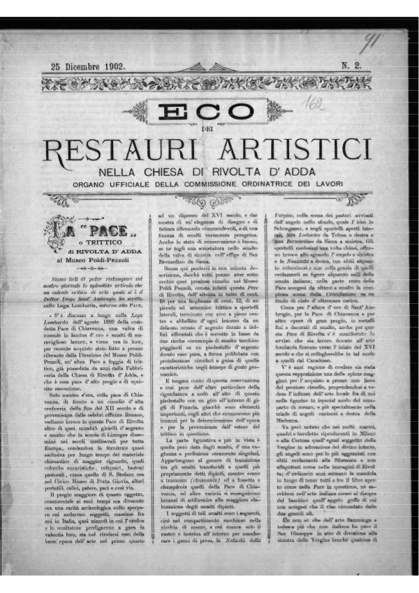 Pubblicazioni e documenti L'eco dei restauri  28 dicembre 1902
