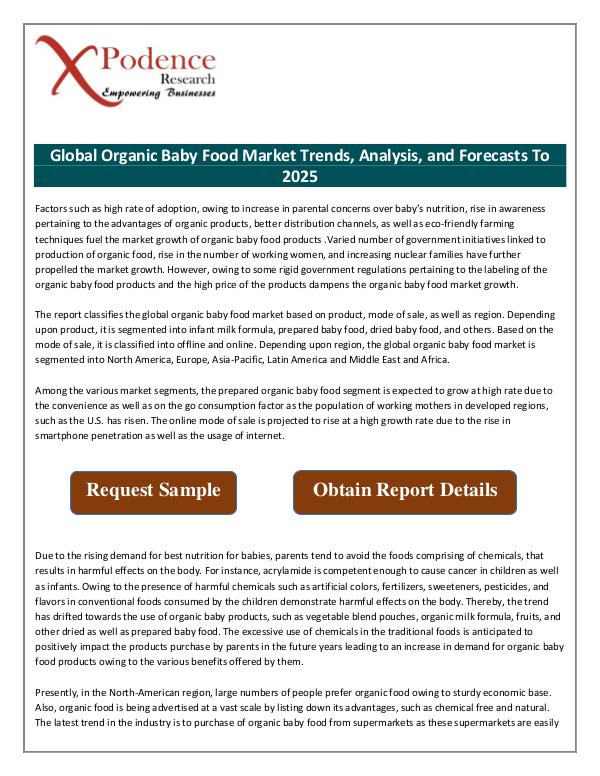 Current Business Affairs Global Organic Baby Food Market 2018