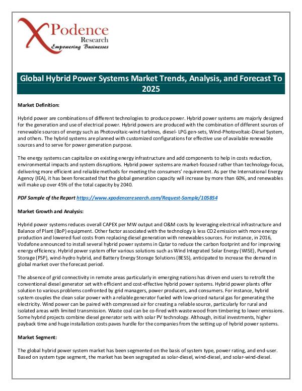 Current Business Affairs Global Hybrid Power Systems Market 2018
