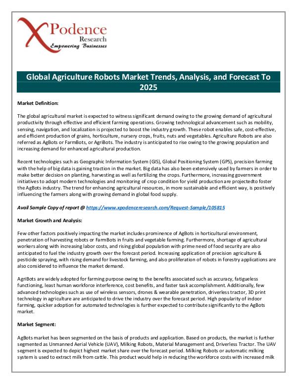 Global Agriculture Robots Market 2018