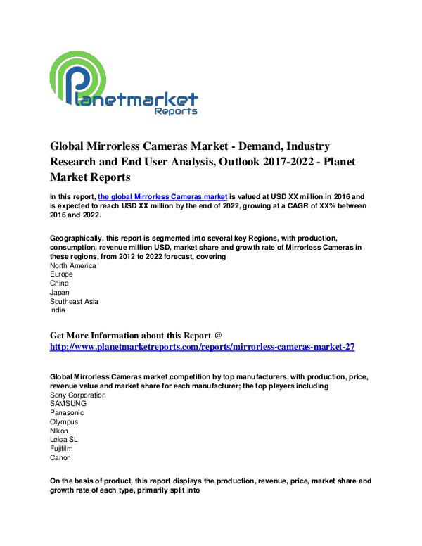 Global Mirror-less Cameras Market Trends Mirrorless Cameras Market