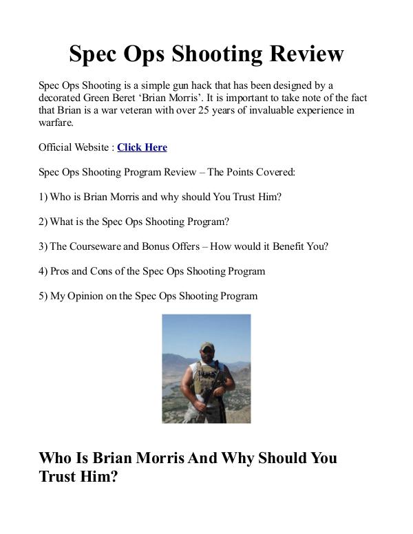 Spec Ops Shooting System / Book PDF Program Free Download Brian Morris