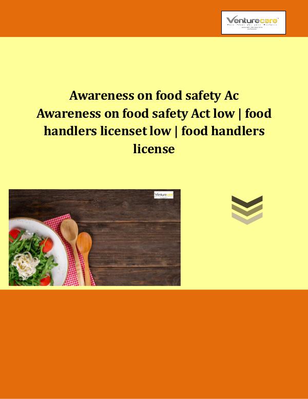 Food handlers license-Venture care