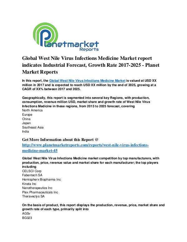 Global West Nile Virus Infections Medicine Market report 2017-2025 Global West Nile Virus Infections Medicine Market
