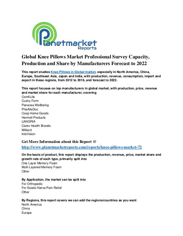 Global Knee Pillows Market Professional Survey Manufacturers Forecast Global Knee Pillows Market Professional Survey Cap