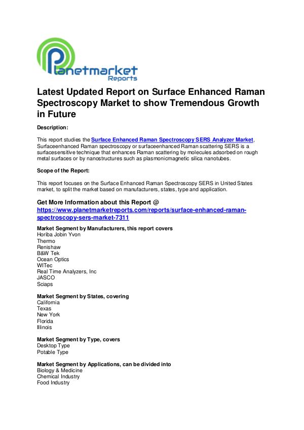 Latest Updated Report on Surface Enhanced Raman Spectroscopy Market Latest Updated Report on Surface Enhanced Raman Sp