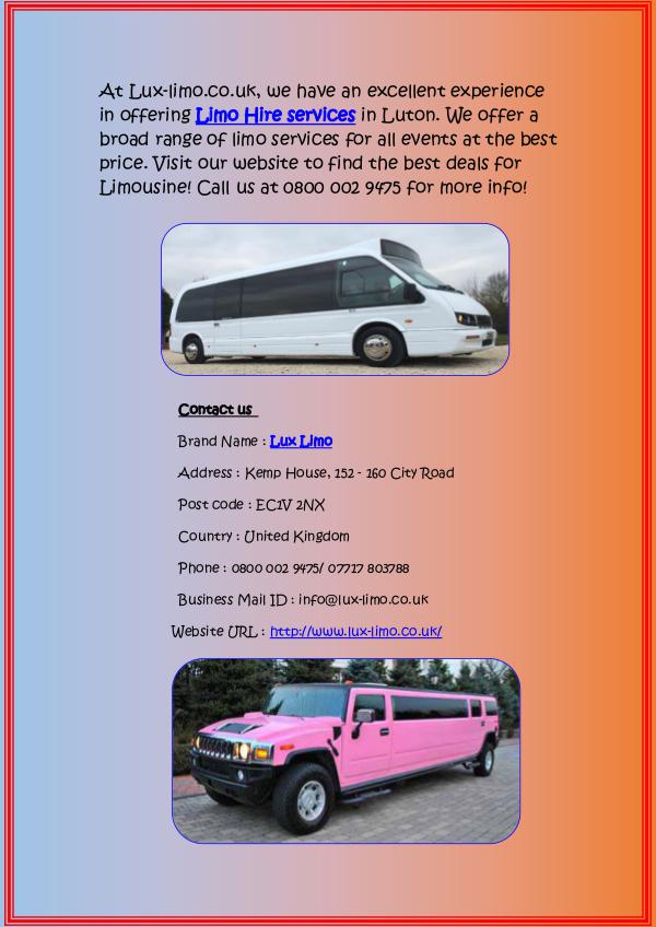 Limo Hire Services in Walsall at Affordable Cost Luxury Limo Hire Service Near Me