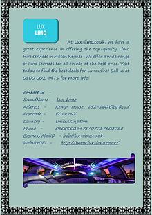 Milton Keynes Limo Hire Services at Lux-limo.co.uk