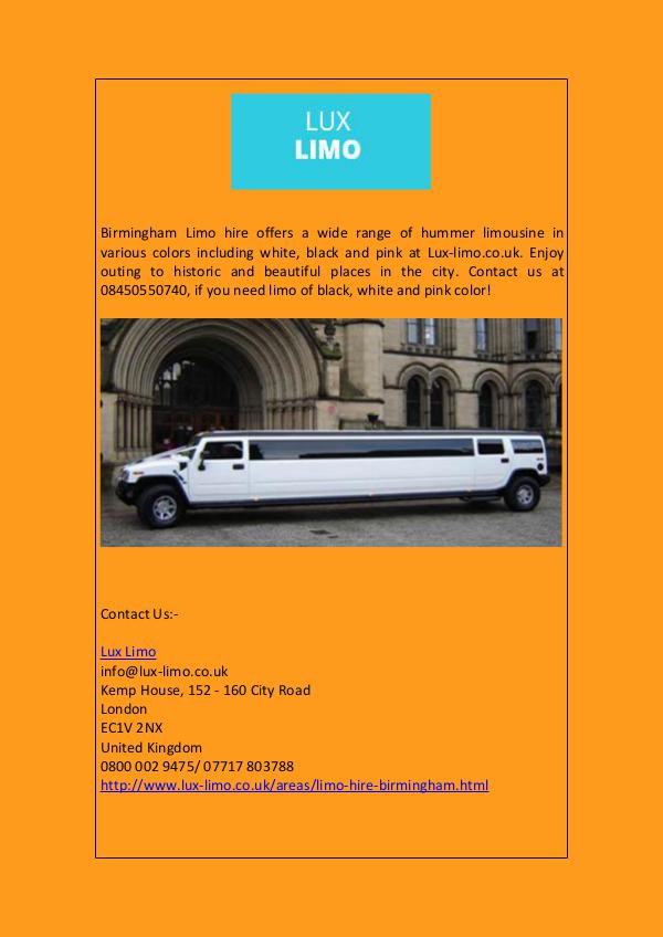 Birmingham Limo Hire at Best Price: Lux-limo.co.uk Birmingham Limo Hire at Best Price