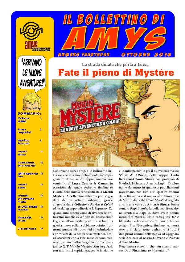 AMys - Bollettino Informativo N.32 - Ottobre 2016