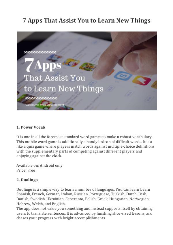 7 Apps That Assist You to Learn New Things -  Vanc