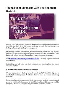 Trends That Emphasis Web Development in 2018