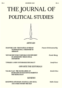 The Journal Of Political Studies Volume I, No. 1, Dec. 2013