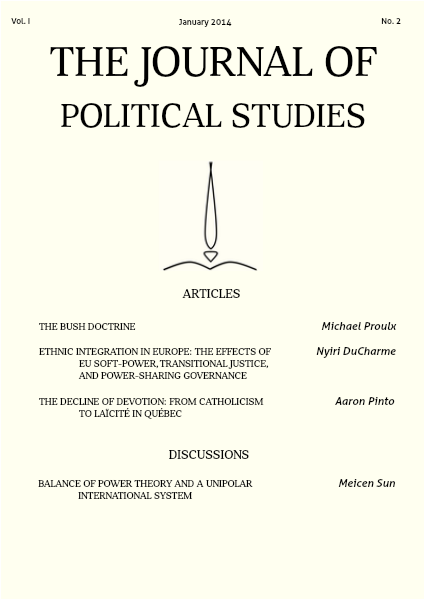 The Journal Of Political Studies Volume I, No. 2, Jan. 2014