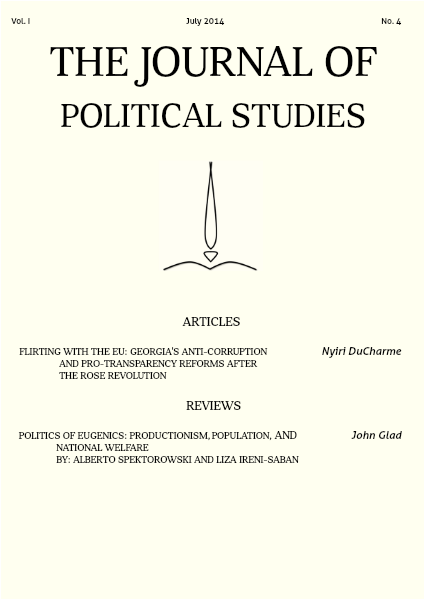 The Journal Of Political Studies Volume I, No. 4, July 2014