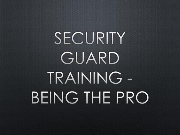Northern Force Security Security Guard Training - Being The Pro