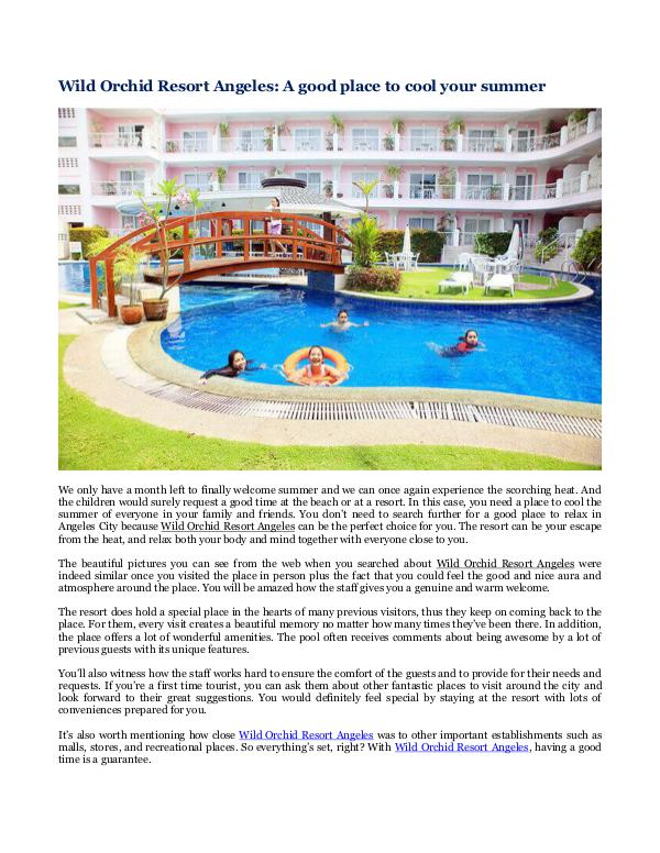 Wild Orchid Beach Resort and Hotel Wild Orchid Resort Angeles A good place