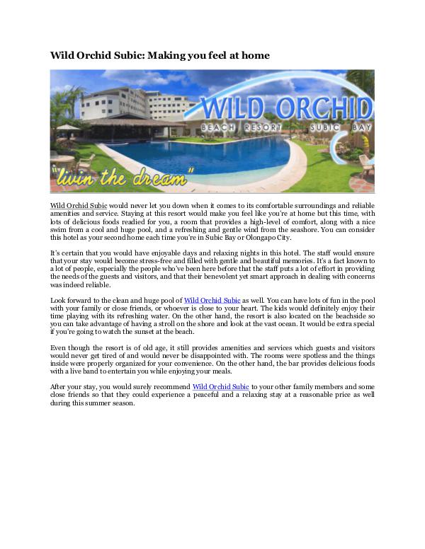 Wild Orchid Beach Resort and Hotel Wild Orchid Subic: Making you feel at home