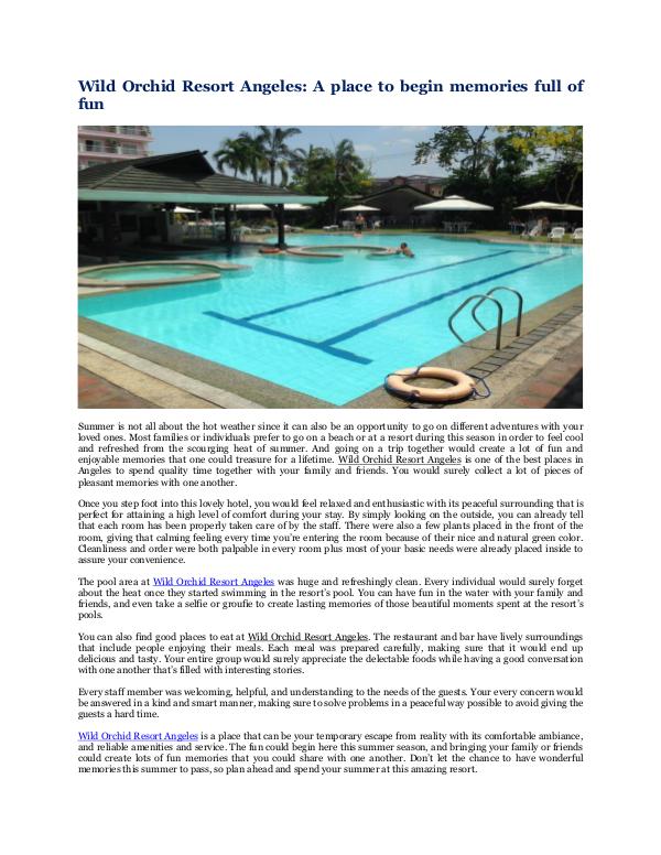 Wild Orchid Beach Resort and Hotel Wild Orchid Resort Angeles:A place to begin memory