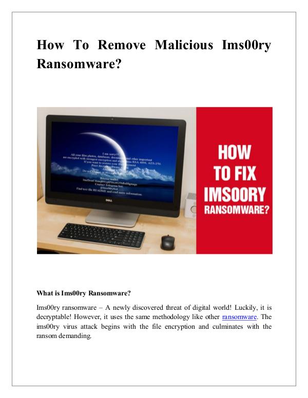 How To Remove Malicious Ims00ry Ransomware? How To Remove Malicious Ims00ry Ransomware