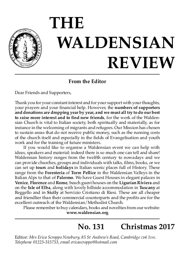Waldensian Review No 131 Winter 2017/18