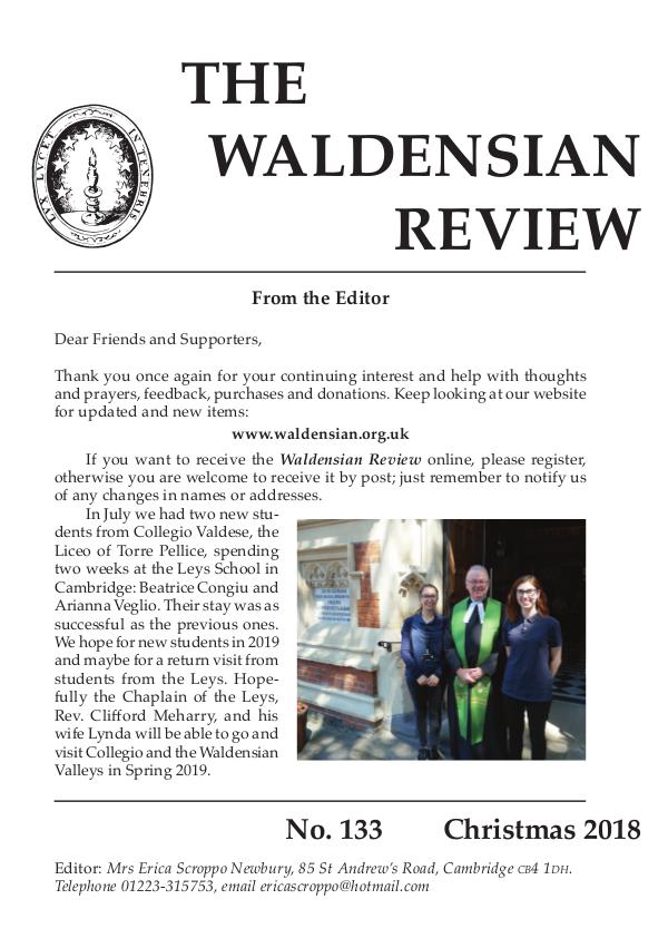 Waldensian Review No 133 Winter 2018