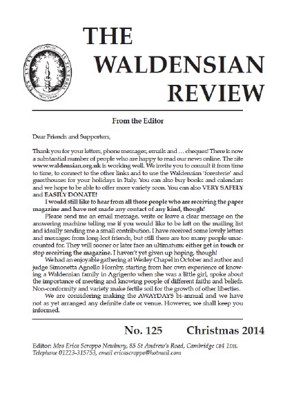 Waldensian Review No 125 Winter 2014