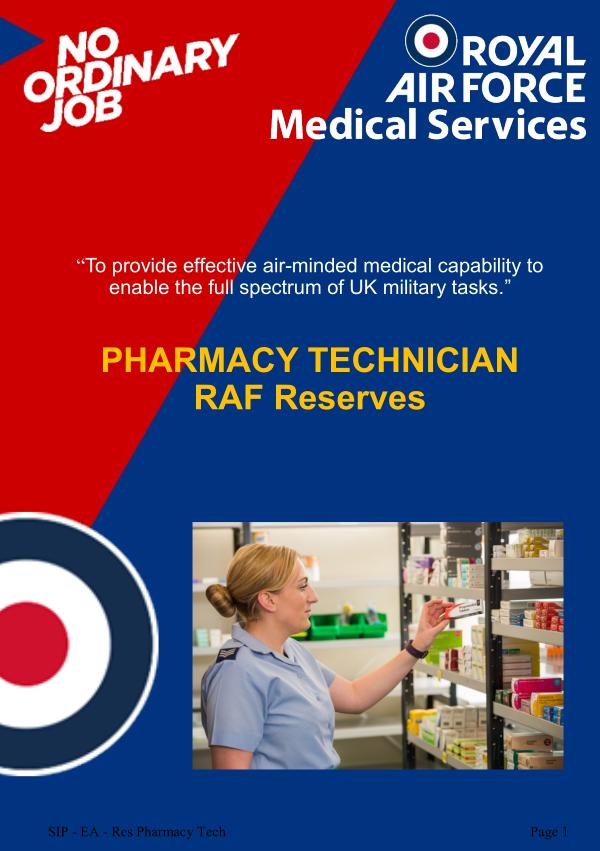 Pharmacy Technician RAF Reserves