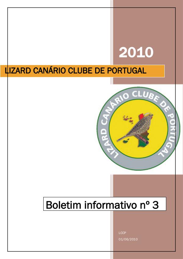 Boletim informativo do Lizard Canário Clube Português LCCP_ boletim informativo 3