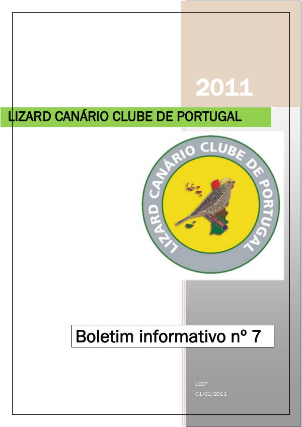 Boletim informativo do Lizard Canário Clube Português LCCP_ boletim informativo 7